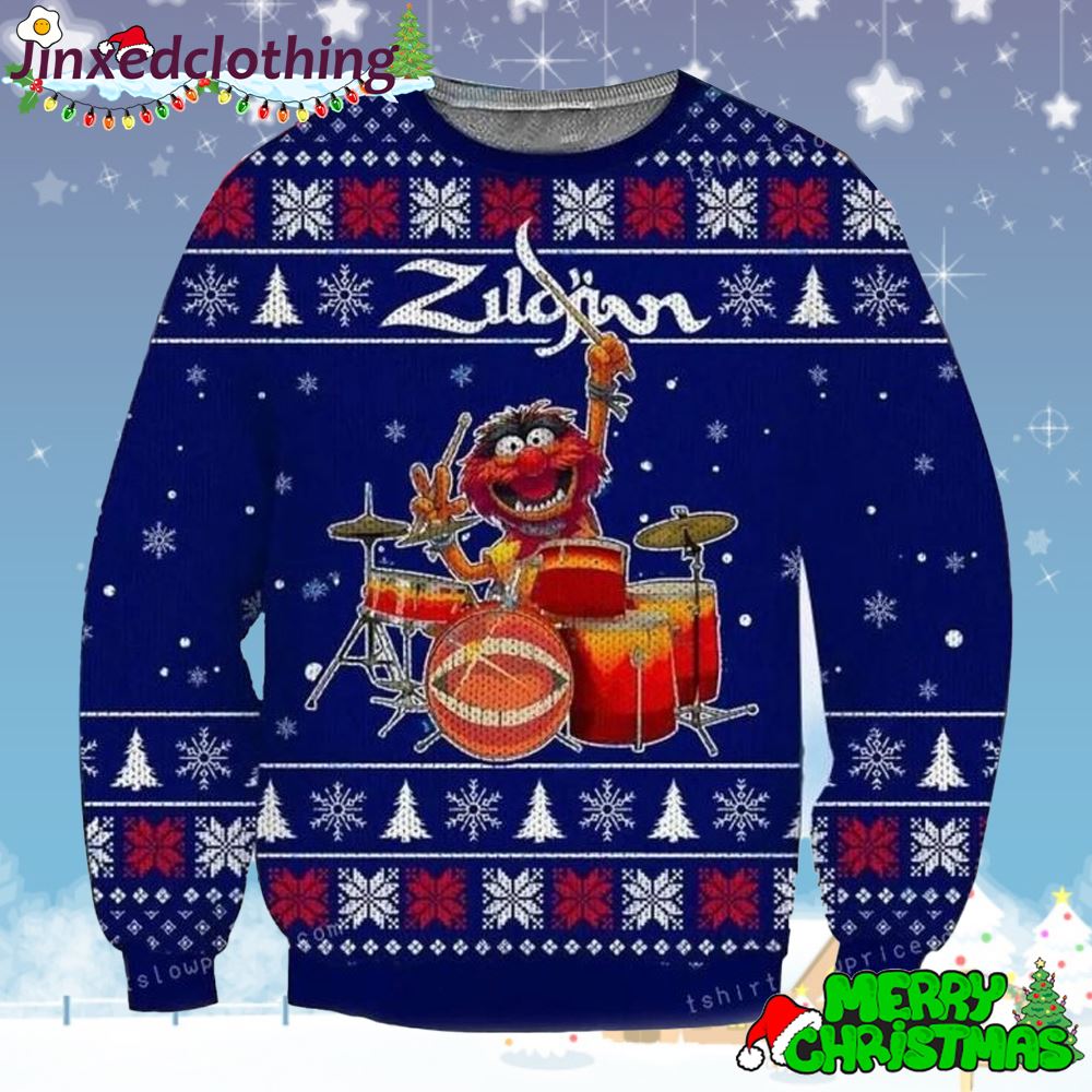 The Muppets Playing Drum Christmas Ugly Sweater Christmas Party 